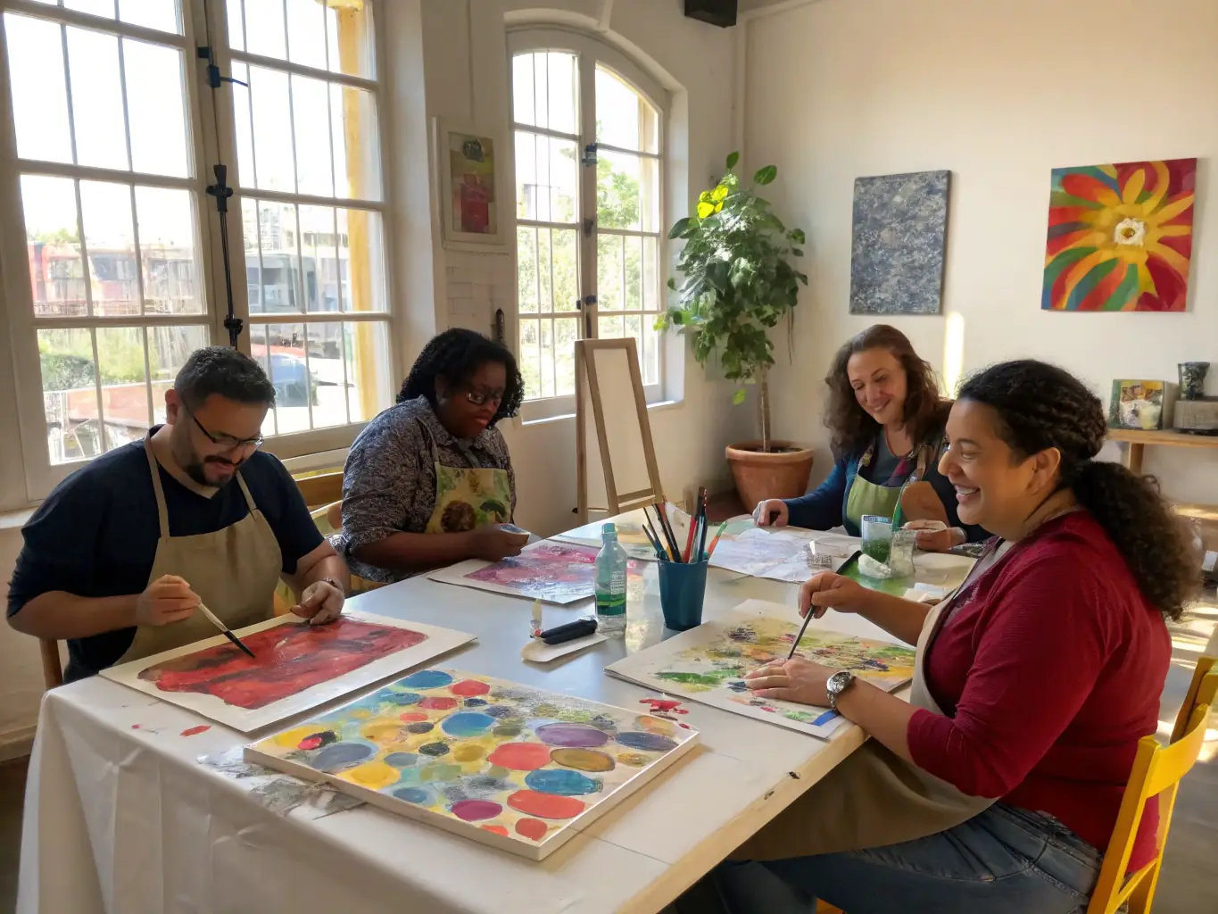 A vibrant image of participants engaged in an art class, highlighting CSAGA's dedication to fostering creativity and artistic expression.