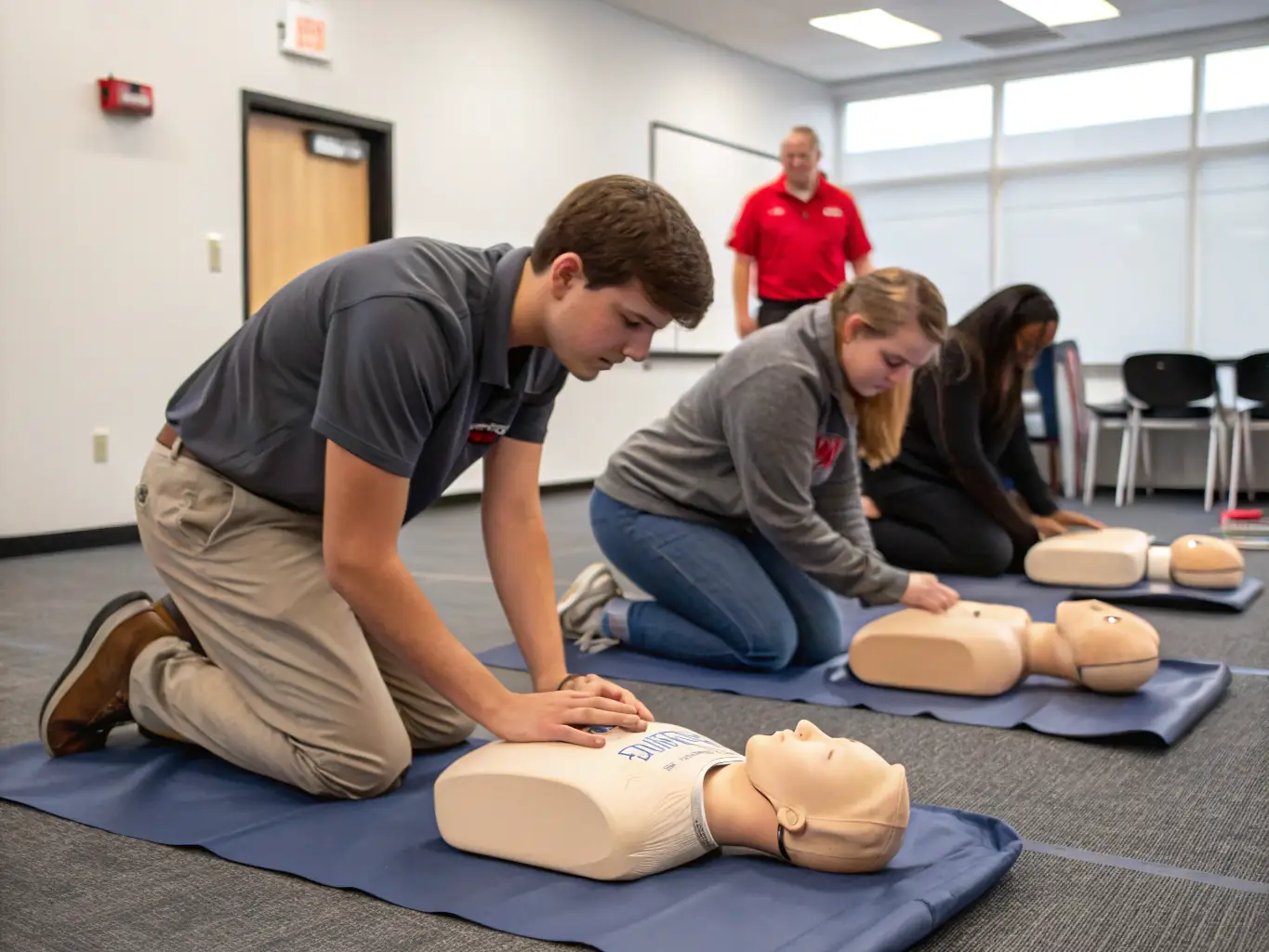 A photo of individuals learning first aid techniques, emphasizing CSAGA's commitment to community safety and preparedness.